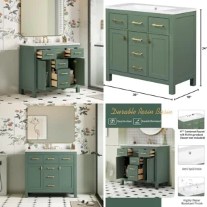 36 inch solid wood vanity set with sink