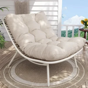 Outdoor Wicker Papasan Recliner Chaise Lounge
