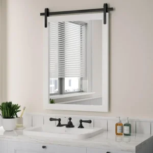 White Rustic Wood Framed Mirror