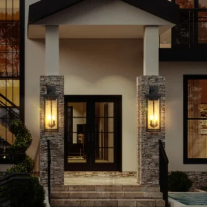 22"Outdoor Wall Lantern with Dusk to Dawn Sensor