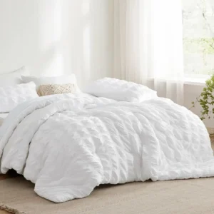 7 Pieces Plaid Seersucker Bedding Comforter Set