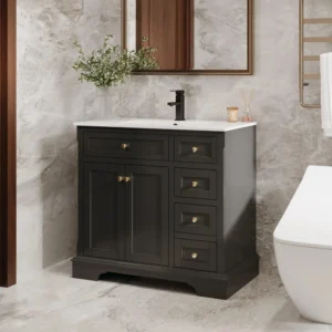 Vintage Bathroom Vanity Storage Cabinet with Sink