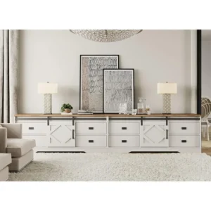 Antique White Farmhouse Style 2-in-1 TV Stand