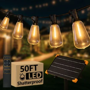 50FT String Lights, Solar Powered with Remote, Waterproof